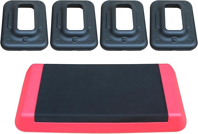 Aerobic Step Platform 30" × 14" Height Adjustable Workout Step for Fitness Strength Training with Risers Exercise Platform for Home Gym