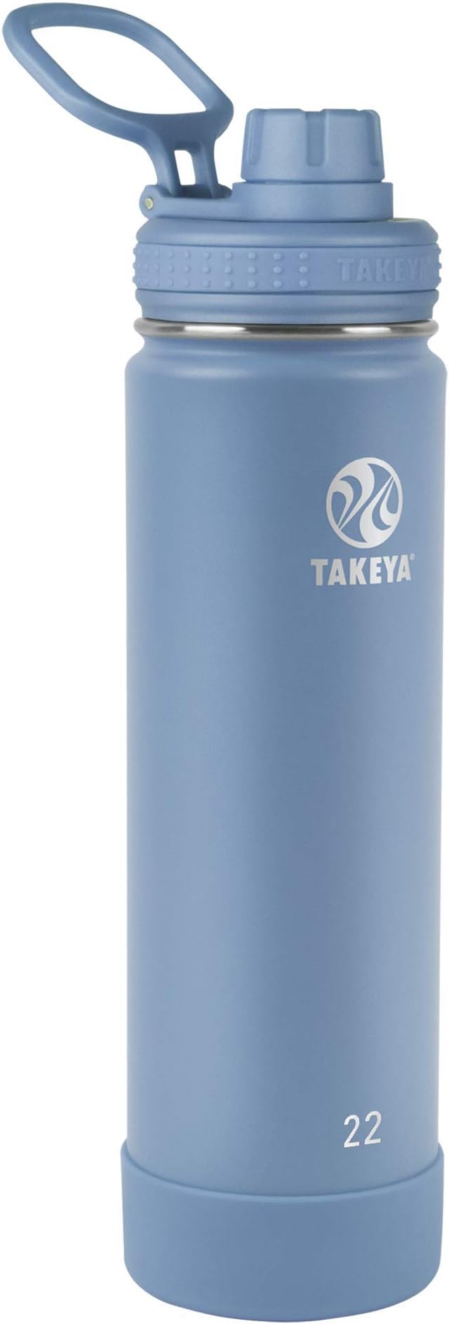 Takeya Actives Water Bottle with Spout Lid - Bottle with Double Stainless Steel Insulation - Dishwasher Safe & BPA-Free - Bottle with Spout Lid & Removable Bumper - 22 oz, Bluestone