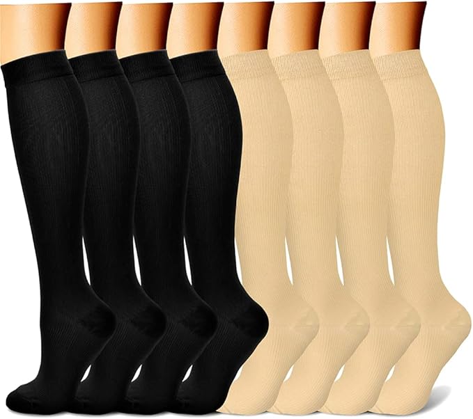 CHARMKING Compression Socks for Women & Men Circulation (8 Pairs) 15-20 mmHg is Best Support for Athletic Running,Hiking