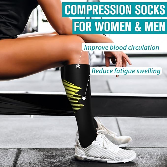 BLUEENJOY Copper Compression Socks for Women & Men (6 pairs) - Best Support for Nurses, Running, Hiking, Recovery