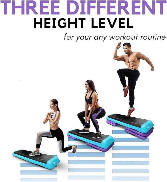Yes4All Adjustable Workout Aerobic Exercise Step Platform Health Club Size with 4 Adjustable Risers Included and Extra Risers Options