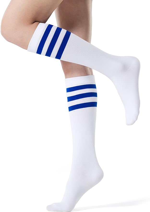 FITRELL Women's Knee High Socks Outdoor Sport Athletic Socks Casual Stripe Tube Socks 1-4 Pack
