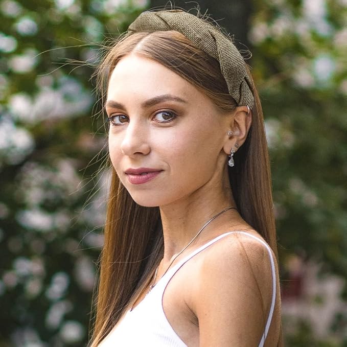 Madison Tyler Thick Headbands for Women | Wide Fabric Grey Braided Cute Handmade Makeup Hair Band for Girls | Thin Hair and Thick Hair | Skincare and Boho Spring Headband for Washing Face