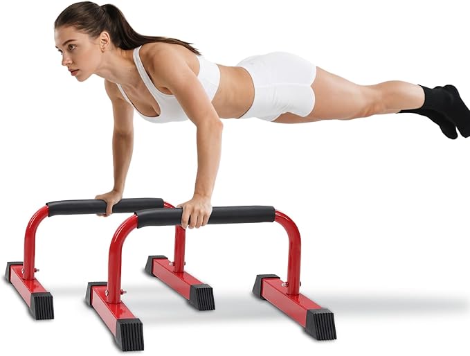 Push Up Bars: Sweat-resistant Parallettes Bar for Handstands L-sit & Dip, No Wobbling Strength Training Pushup Stands for Women Men Workout Core Exercise at Home Floor Gym