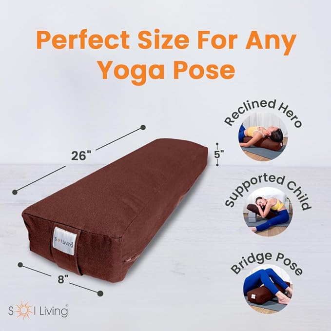 Sol Living Yoga Bolster Pillow Rectangular Meditation Cushion Cotton Meditation Accessories for Restorative Yoga Meditation Pillow Yoga Pillow Firm Body Pillow Bolster Pillow for Legs Removable Cover