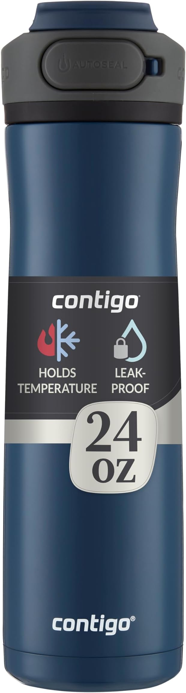 Contigo Cortland Chill 2.0 Blueberry Stainless Steel Water Bottle Vacuum-Insulated Spill-Proof Lid 24oz Ideal for Hot or Cold Drinks Interchangeable Lid Perfect for Kids & Adults