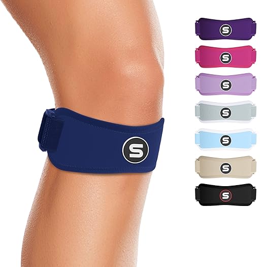 Sleeve Stars Swedish Brand Patellar Tendon Support Strap for Women & Men Effective Osgood Schlatter Knee Brace Youth & Kids Knee Brace with 3 Adjustable Length fits 12"-24" (Single/Navy Blue/Adult)