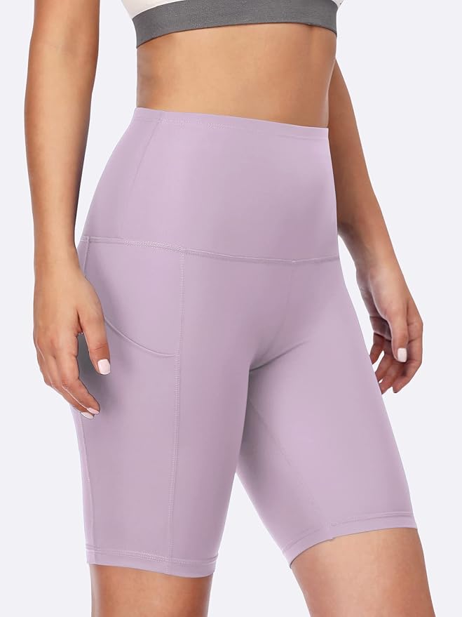 CADMUS Women's High Waist Spandex Yoga Shorts for Bike Running Two Side Pockets