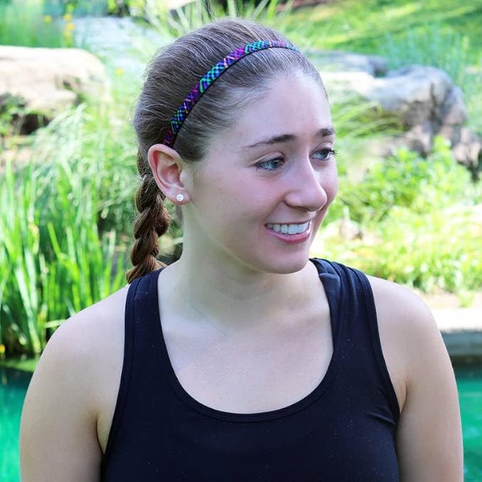 Sweaty Bands Womens Girls Headband - Non-Slip Velvet-Lined Fitness Hairband - Don't Cross Me Black 3/8-Inch