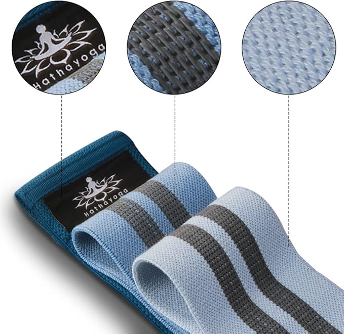 Hatha Yoga Large Resistance Band,14.5" x3.15",Fabric Exercise Loop Bands with Instruction Guide and Carry Bag, Set of 3.