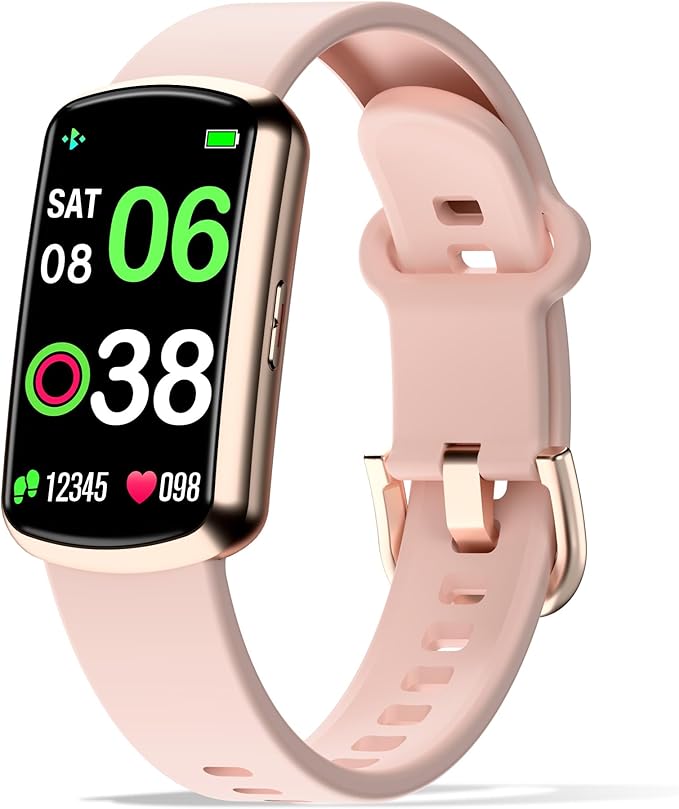 Health Fitness Tracker with 24/7 Heart Rate, Smart Watch with Blood Pressure and Blood Oxygen Monitor, Bulit-in 120+ Sport Mode, Sleep Tracking Waterproof Activity Tracker for Women Men (Pink)