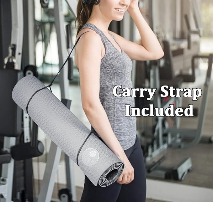 IUGA Yoga Mat Non Slip Anti-tear Pilates Mat Eco Friendly Hot Yoga Mats Thick for Workout & Exercise(72"x 24"x 6mm)