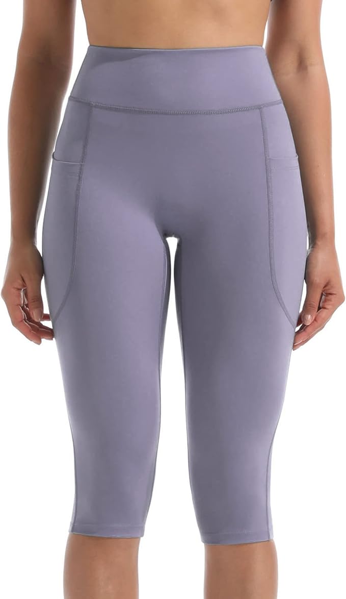 NELEUS Women's Tummy Control High Waist Capri Running Leggings Yoga Pants with Pocket