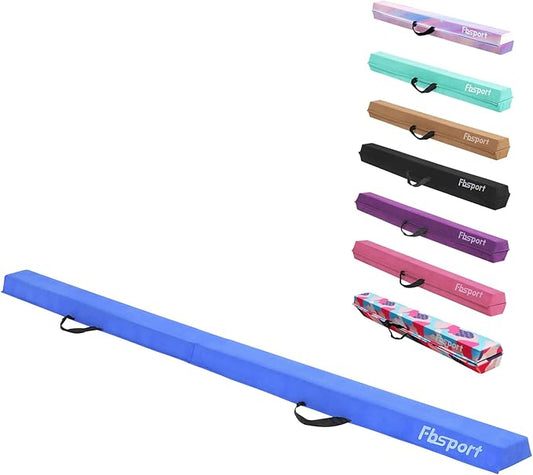 FBSPORT 8ft/6ft Balance Beam: Folding Floor Gymnastics Equipment for Kids Adults,Non Slip Rubber Base, Gymnastics Beam for Training, Practice, Physical Therapy and Professional Home Training