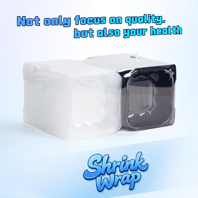 YANGRUI Plastic Containers 6" 17 oz 55 Pack - Reusable Crystal View Anti Fog Lid BPA Free PP Clamshell Food Container | Shrink Wrap Freezer & Microwave Safe | Catering Hotel Grade Black Burger Box