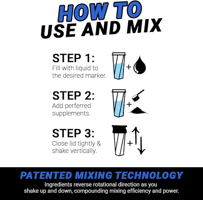 HELIMIX 1.5 Vortex Blender Shaker Bottle Holds Upto 20oz | No Blending Ball or Whisk | USA Made | Portable Pre Workout Whey Protein Drink Shaker Cup | Mixes Cocktails Smoothies Shakes | Top Rack Safe