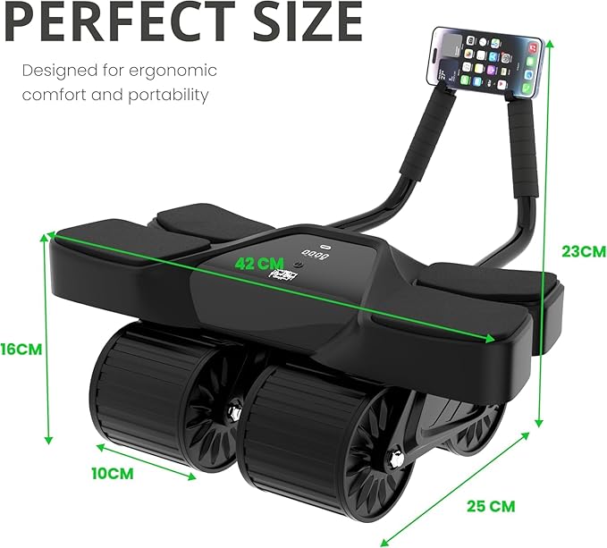 2025 New 4-Wheel Abdominal Roller with Elbow Support : Latest Upgraded High-Performance Exercise Machine With Automatic Rebound, Multi- layered Anti-Slip Design with Calorie Counting LCD Screen