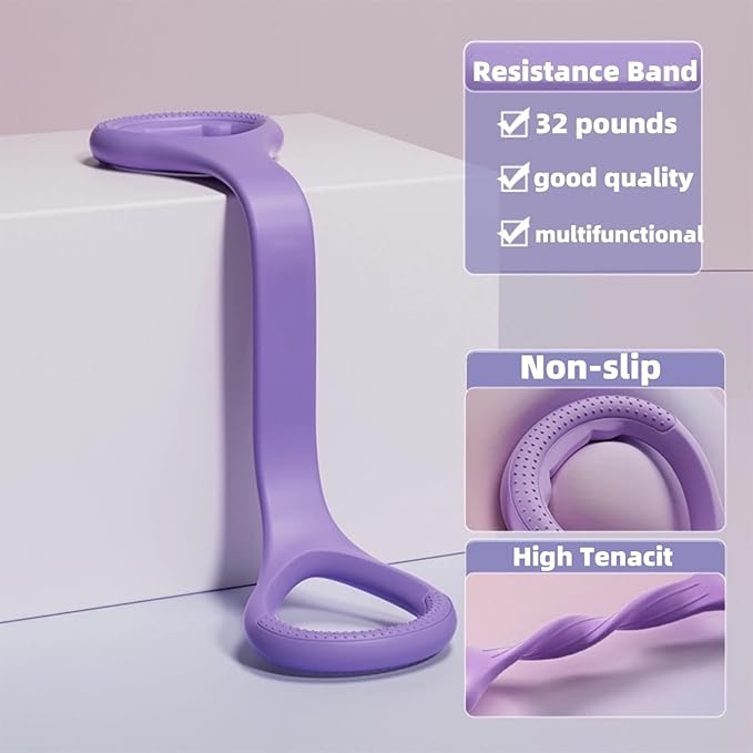 Resistance Bands for Exercise,6-Tube Elastic Yoga Pedal Puller Resistance Band, Natural Latex Tension Rope Fitness Equipment, for Abdomen/Waist/Arm/Leg Stretching Slimming Training (Purple)