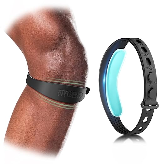 Fit Geno Knee Patellar Tendon Support Strap: 2 Pack Patella Band for Pain Relief Men Women - Adjustable Knee Brace for Basketball Osgood Schlatter Running Football Hiking 2 Pack(Black)