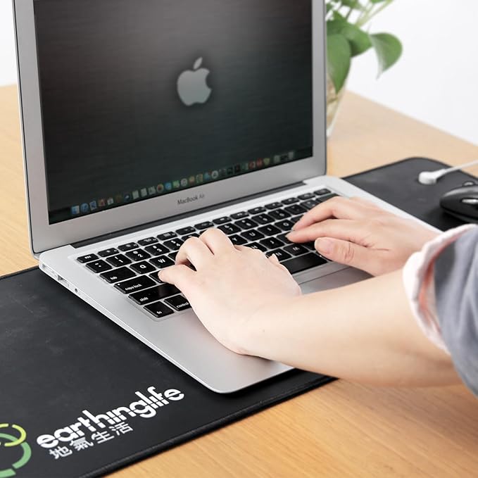 earthinglife grounding mats for feet, Universal grounding pad for Sleep with 15ft Cord Indoor grounding for Desk Connect to Earth for Reduce Fatigue & Stress, Better Sleep and Energy 9.8" L X 26.8" W