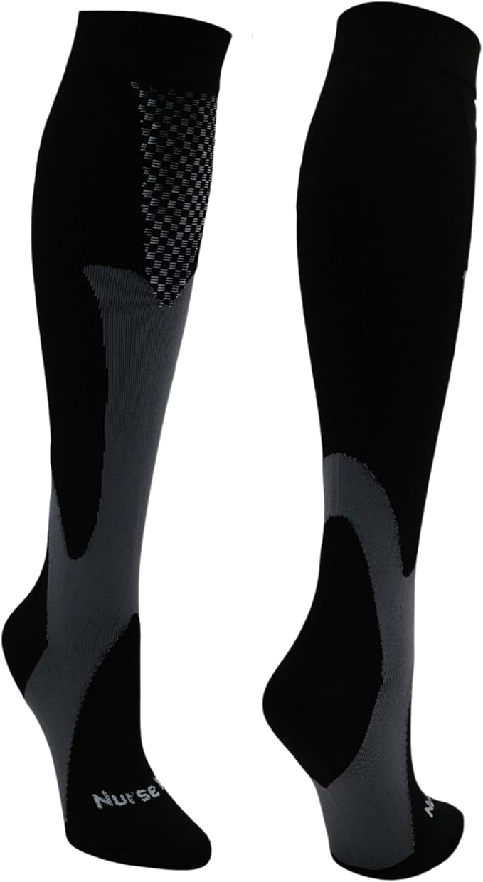 Compression Socks for Nurses - Women & Men - 20-30mmHg Graduated Compression, Zero-Toe Compression, For Medical Staff, Nursing, Athletic Support Such As Running, Cycling, Hiking - 1 Pair