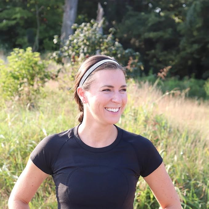 Sweaty Bands Womens Girls Headband - Non-Slip, Velvet-Lined Sparkle Hairband - Bling It Girl's Best Friend Silver 5/8-Inch