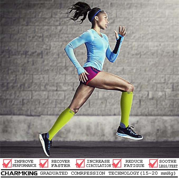 CHARMKING Compression Socks for Women & Men Circulation (8 Pairs) 15-20 mmHg is Best Support for Athletic Running,Hiking