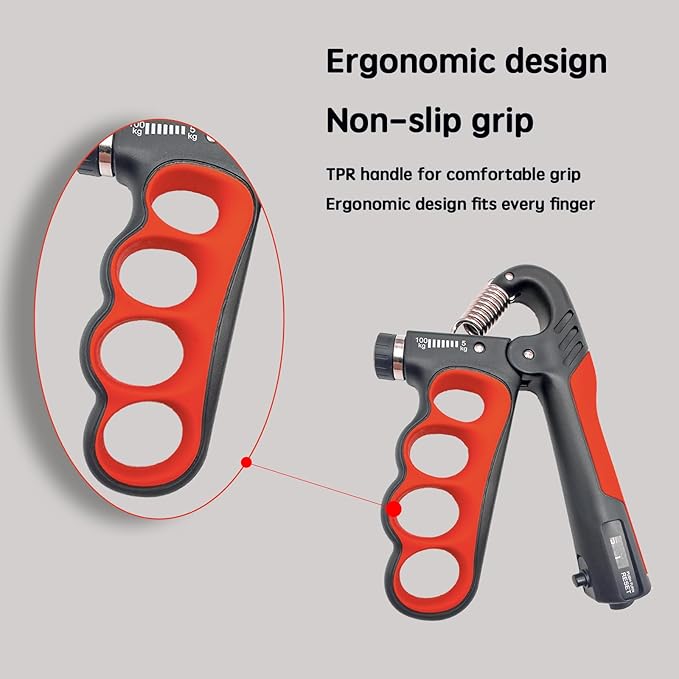 Grip Strength Trainer, Hand Grip Strengthener, Forearm Strengthener, Adjustable Resistance 11 Lbs - 220 Lbs, Ergonomic Design