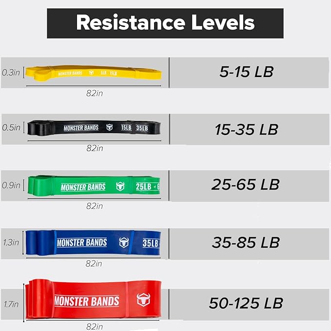 Pull Up Bands, Resistance Bands (Set of 5) – Pull Up Assistance Bands Set – Exercise Workout Bands for Working Out, Strength Training, Stretching & Physical Therapy
