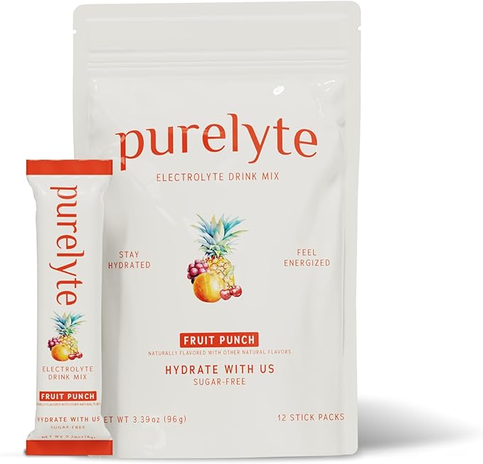 Electrolyte Drink Mix – Sugar-Free Hydration Powder Packets – Clean Electrolytes with Trace Minerals – Keto, Vegan, Gluten-Free – No Artificial Sweeteners – 12 Sticks – Fruit Punch