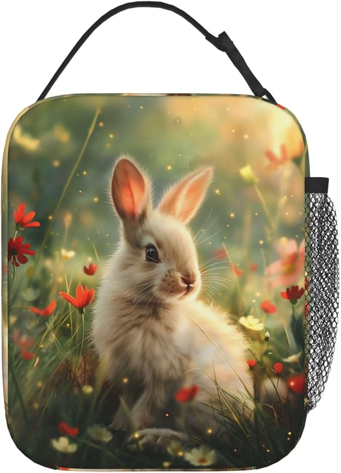 Insulated Lunch Box for Women Men, Cute Bunny Lunch Box Reusable Portable Lunch Bag Cooler Tote Waterproof Lunch Container for Office Picnic Work Travel Hiking