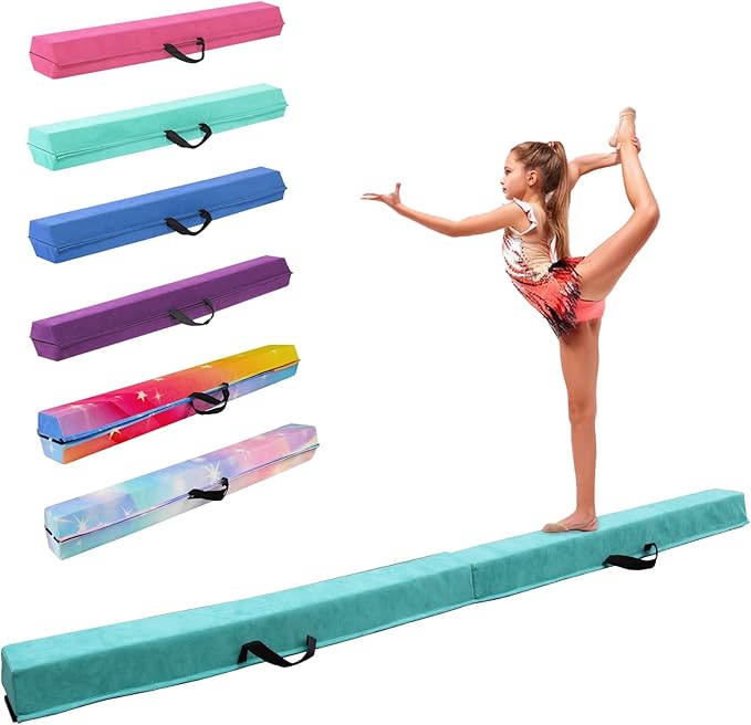 8FT/9FT/9.5FT/10FT Folding Balance Beam, Portable Gymnastics Beam Equipment with Non Slip Rubber Base & Suede Cover for Training/Practice/Professional Home Exercise