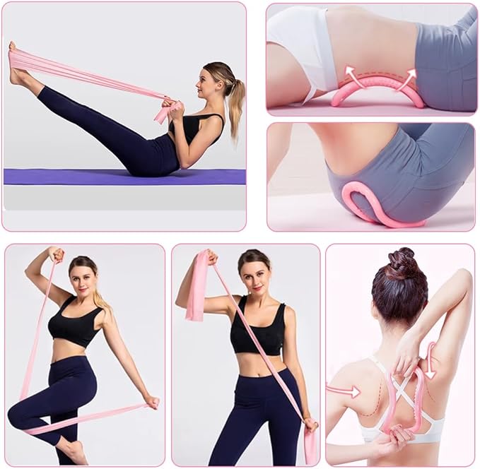 Pilates Ring and Ball Set, 6 Pcs Home Pilates Kit with 13” Circle Circle Yoga Ring 3 Resistance Bands 9.8” Pilates Ball Pilates Grip Socks, Pilates Essential Kit for Women Girl Home Workouts