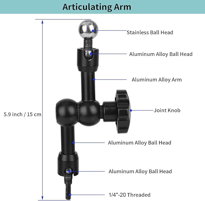 iPhone Mount for Desk/Table/Rod/Kitchen Cabinet,360°Adjustable Aluminum Alloy Phone Stand,Clip Holder Compatible with 3.5~7.5" iPhone/Nexus/HTC/Huawei/Smartphone