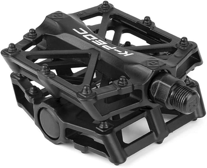 Bike Pedals 9/16 for MTB, Mountain Road Bicycle Flat Pedal, with 16 Anti-Skid Pins -Universal Lightweight Aluminum Alloy Platform Pedal for Travel Cycle-Cross Bikes etc