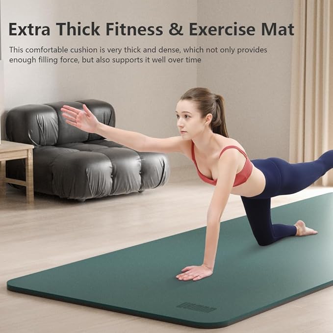 Yoga Mat Non-Slip Extra Thick 72"x32/24" Extra Wide Fitness Exercise Mat TPE Material High Elastic Hot Yoga Mat for Women Yoga Pilates Home Floor Workout (Cow Coffee)