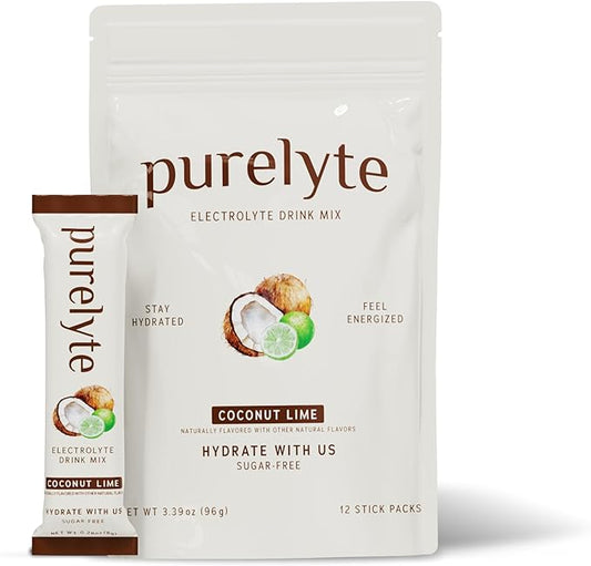 Electrolyte Drink Mix – Sugar-Free Hydration Powder Packets – Clean Electrolytes with Trace Minerals – Keto, Vegan, Gluten-Free – No Artificial Sweeteners – 12 Sticks – Coconut Lime