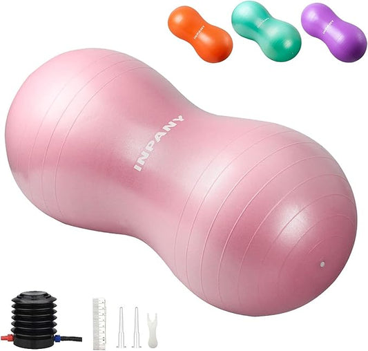 INPANY Peanut Ball - Anti Burst Exercise Ball for Labor Birthing, Physical Therapy for Kids, Core Strength, Flexible Seating, Home & Gym Fintness, Sensory Chair Wiggle Seat for Boys and Girls