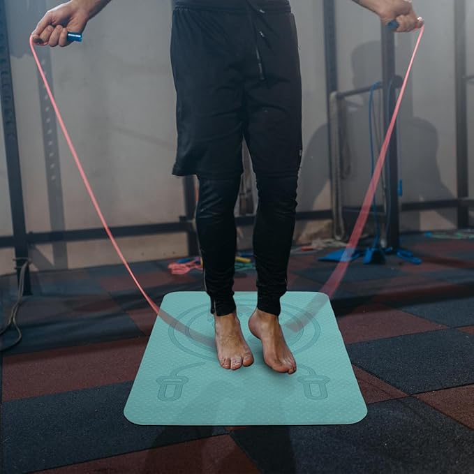 Kisangel Multi-function Non- Tpe Skipping Mat for Household Workout Shock-absorbing Exercise Pad for Boys and Girls Jump Rope Indoor Fitness