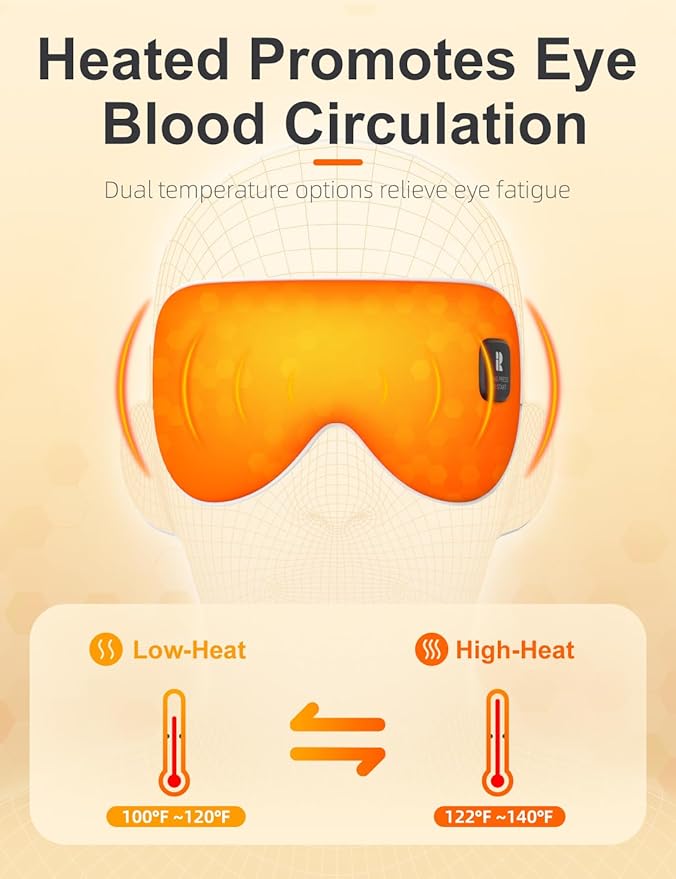 Silk Cordless Heated Eye Mask, Compress Heating Pad for Dry Eye Stye Eye Strain, Blackout Electric Warm Eye Mask for Airplane Sleeping for Travel, Idea for Women/Men (Silk-Blue)