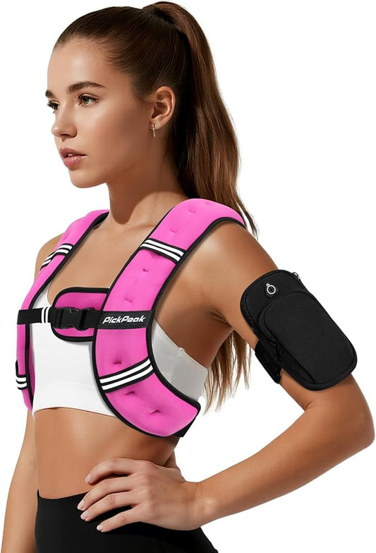 Weighted Vest for Woman Man 5lb/6lb/8lb/12lb/15lb/20lb/25lb/30lb Weighted Vest for Walking, Strength Training Weight Vest with Adjustable Buckle Detachable Phone Pouch for Running Workout