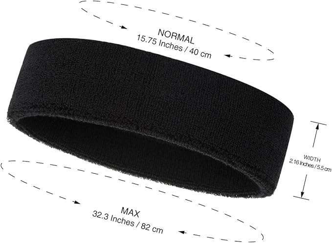 ONUPGO Sweatband Headbands for Men & Women -12PCS Sports Headbands Moisture Wicking Athletic Cotton Terry Cloth Headband for Tennis,Basketball,Football,Gym,Working Out