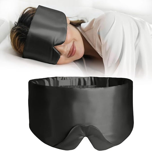 ZIMASILK 100% 22 Momme Mulberry Silk Sleep Mask - Full Silk Filled, Ultra-Soft & Breathable, Face-Hugging Blackout Eye Cover for Sleeping (Black)