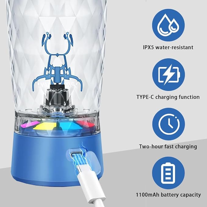 Electric Protein Shaker Bottle, USB Rechargeable Mixing Cup, Water Drink Mixer Portable Bottles for Gym Sport, BPA-Free Tritan, 22oz