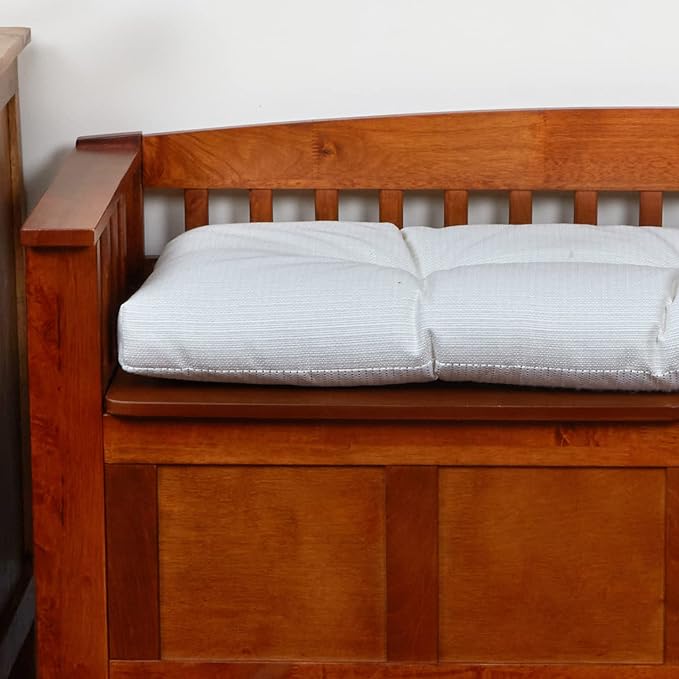 Klear Vu The Gripper Omega Non-Slip Tufted Bench Cushion for Indoor Furniture, Assembled in USA, Entryway Storage, Bay Window, Corner Nook or Piano Seat, 43 Inches, 01 Ivory