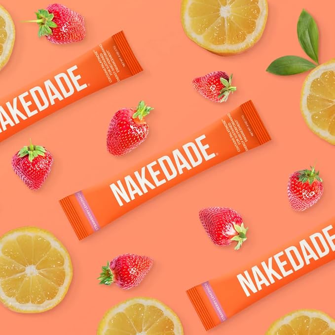 Nakedade Strawberry Lemonade – Performance Enhancing Sports Drink Powder - Electrolyte Powder – No GMOs or Artificial Sweeteners, Gluten-Free, Soy-Free, Dairy-Free – 16 Sticks