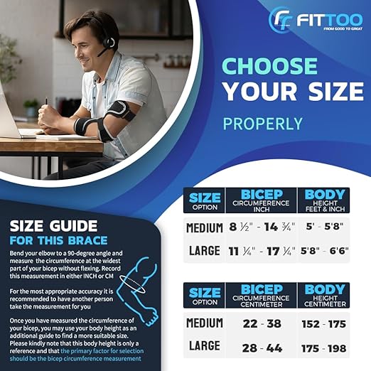 FITTOO Elbow Brace for Cubital Tunnel Syndrome, Arm Ulnar Nerve Brace Support for Elbow Discomfort, Tendonitis, Prevent Elbow Excessive Bending, Fit Left & Right Men & Women Arm