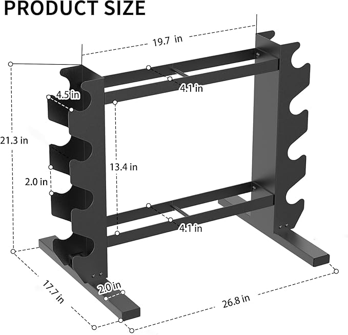 PROIRON Compact Dumbbell Rack with Stable Base, Heavy Duty Steel Weight Rack for 20 Dumbbells Storage, 6-Tier Weight Holder Home Gym Dumbbells Kettlebells Organizer, 450lb (Rack Stand Only)