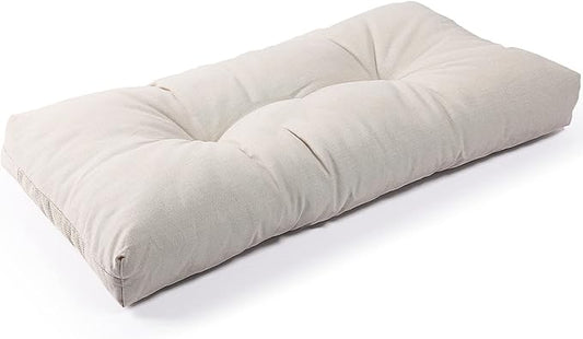 SUNROX LokGrip Non Slip Tufted Memory Foam Bench Cushion, FadeShield Water Resistant Durable Thicken Outdoor/Indoor Bench Seat Pads 27x12x4 inch, Cream