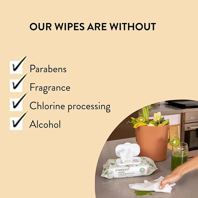 The Honest Company Clean Conscious Multi-Use Wipes, Unscented Hypoallergenic Baby Wipes for Sensitive Skin, 99% Water Plant-Based Compostable Wipes, Rose Blossom, 288 Count
